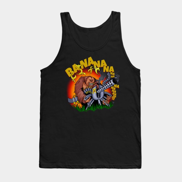 Funny Orangutan Machine Gun Bananas Tank Top by Space Truck